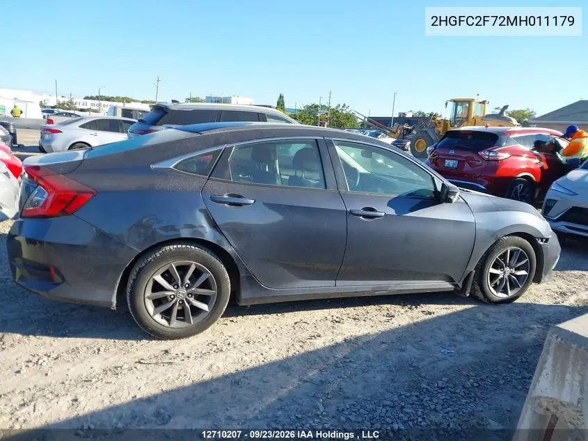 2021 HONDA CIVIC VIN 2HGFC2F72MH011179 — фото 12