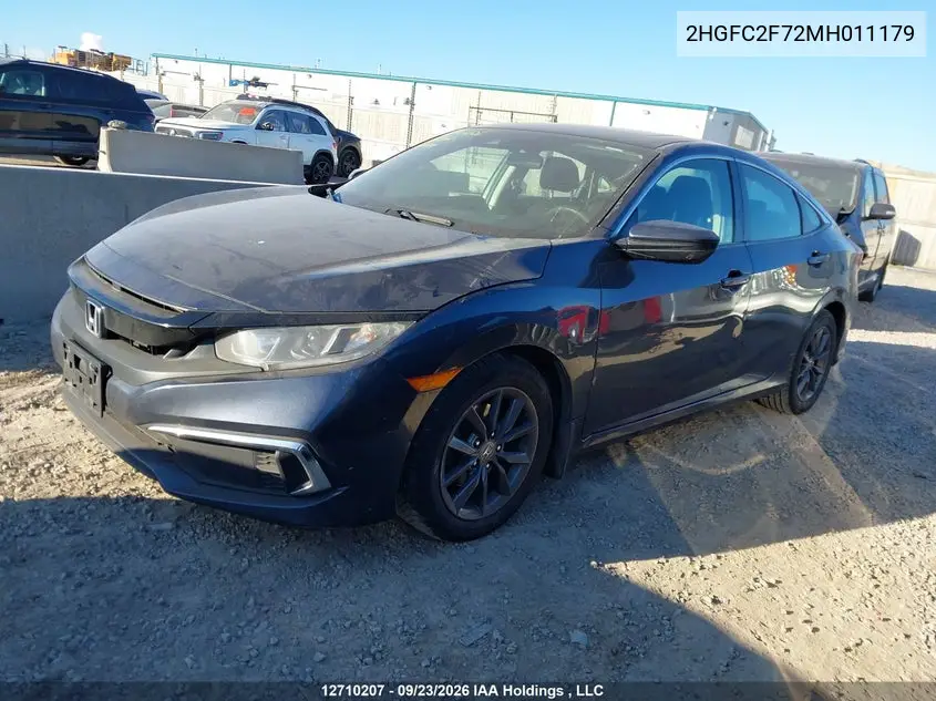 2021 HONDA CIVIC VIN 2HGFC2F72MH011179 — фото 2