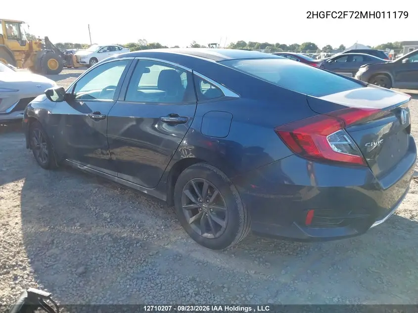 2021 HONDA CIVIC VIN 2HGFC2F72MH011179 — фото 3