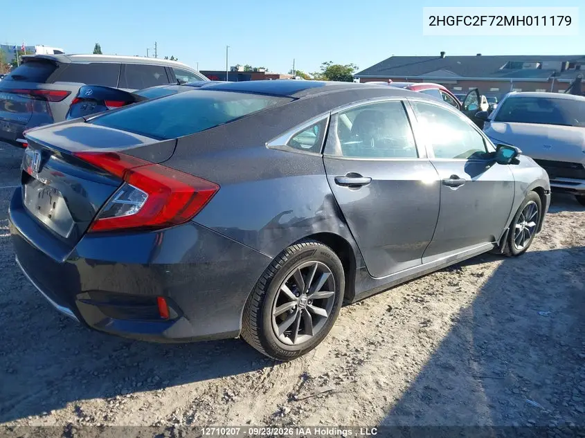 2021 HONDA CIVIC VIN 2HGFC2F72MH011179 — фото 4