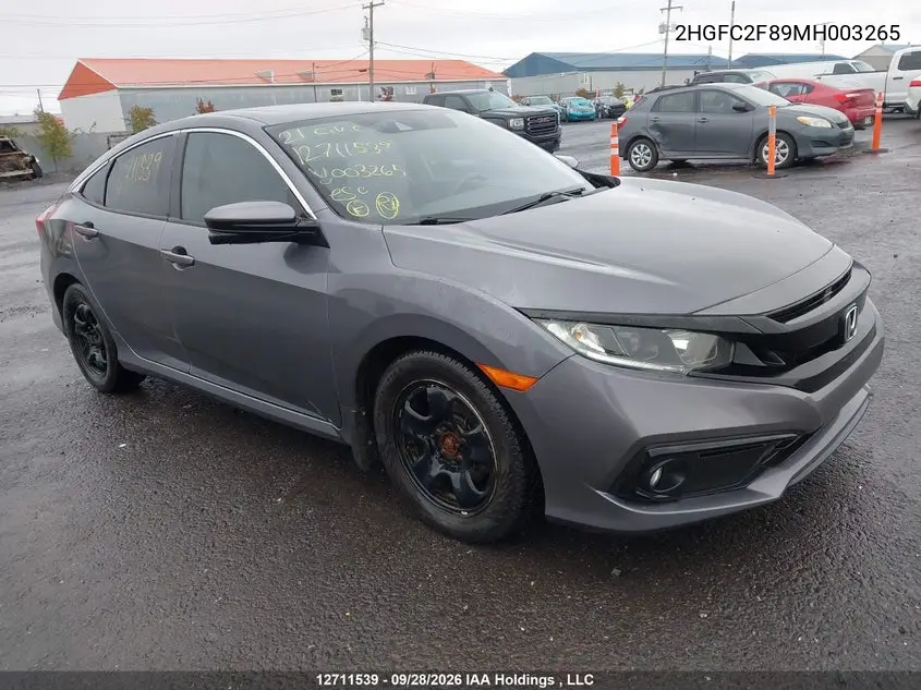 HONDA CIVIC 2021, VIN 2HGFC2F89MH003265