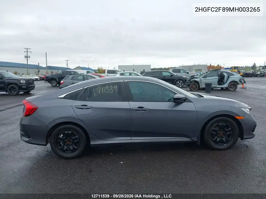 2021 HONDA CIVIC VIN 2HGFC2F89MH003265 — фото 14
