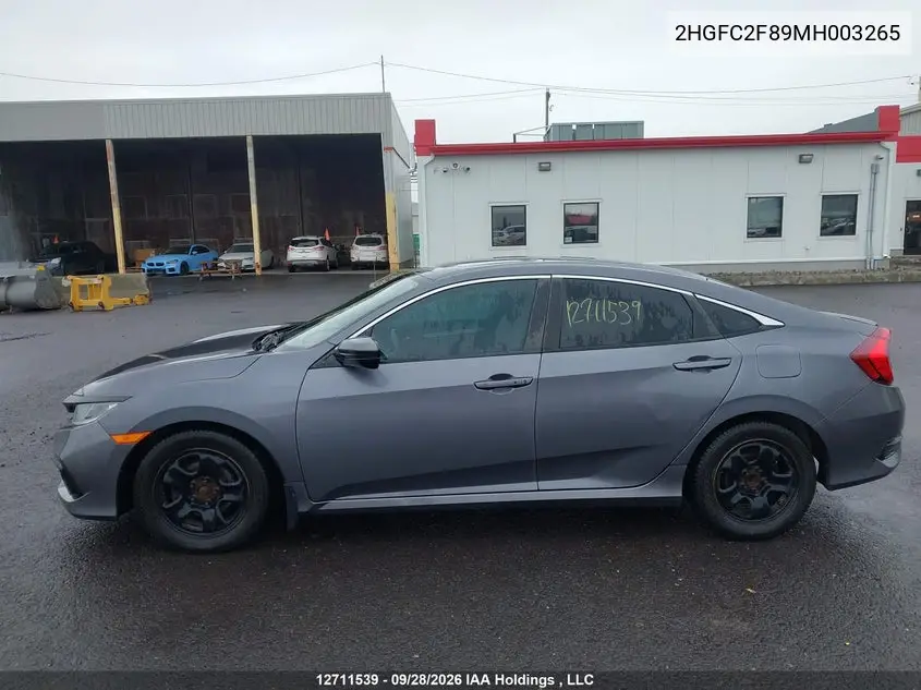 2021 HONDA CIVIC VIN 2HGFC2F89MH003265 — фото 15