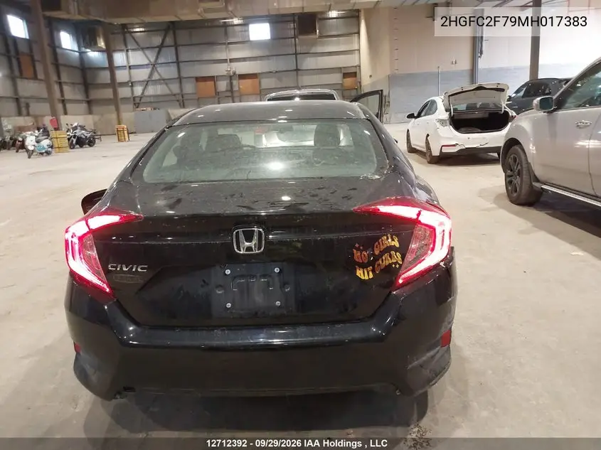 2021 HONDA CIVIC VIN 2HGFC2F79MH017383 — фото 16