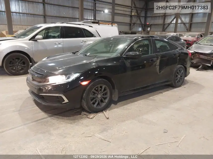 2021 HONDA CIVIC VIN 2HGFC2F79MH017383 — фото 2