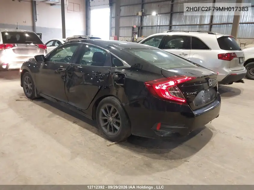 2021 HONDA CIVIC VIN 2HGFC2F79MH017383 — фото 3