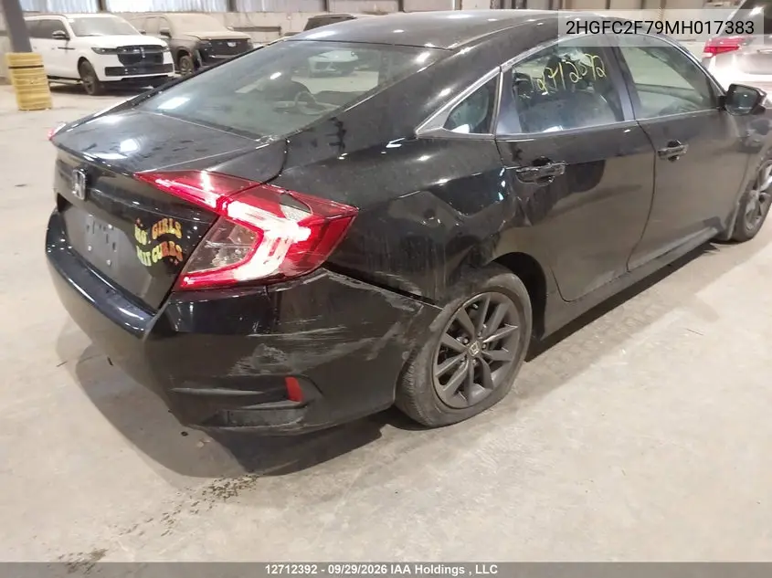 2021 HONDA CIVIC VIN 2HGFC2F79MH017383 — фото 6