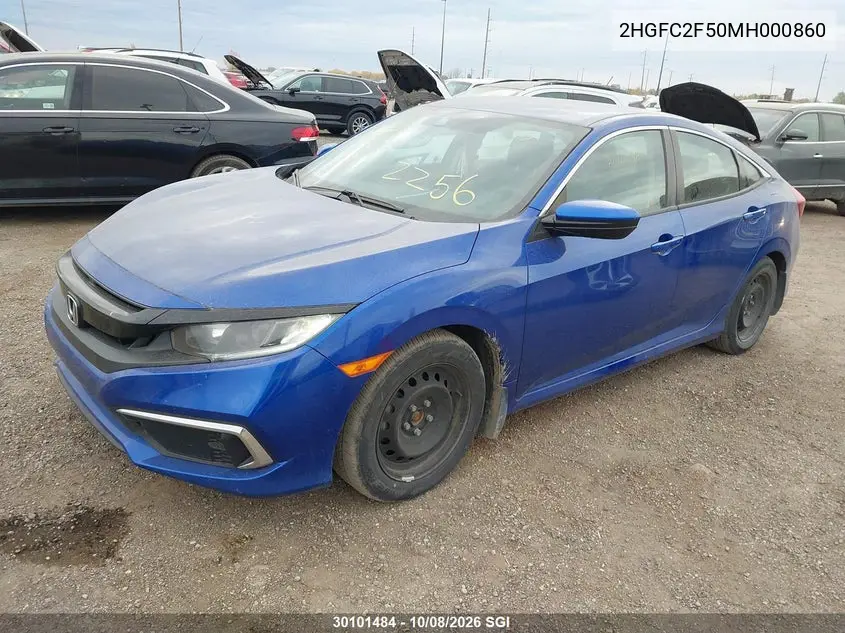 2021 HONDA CIVIC VIN 2HGFC2F50MH000860 — фото 2