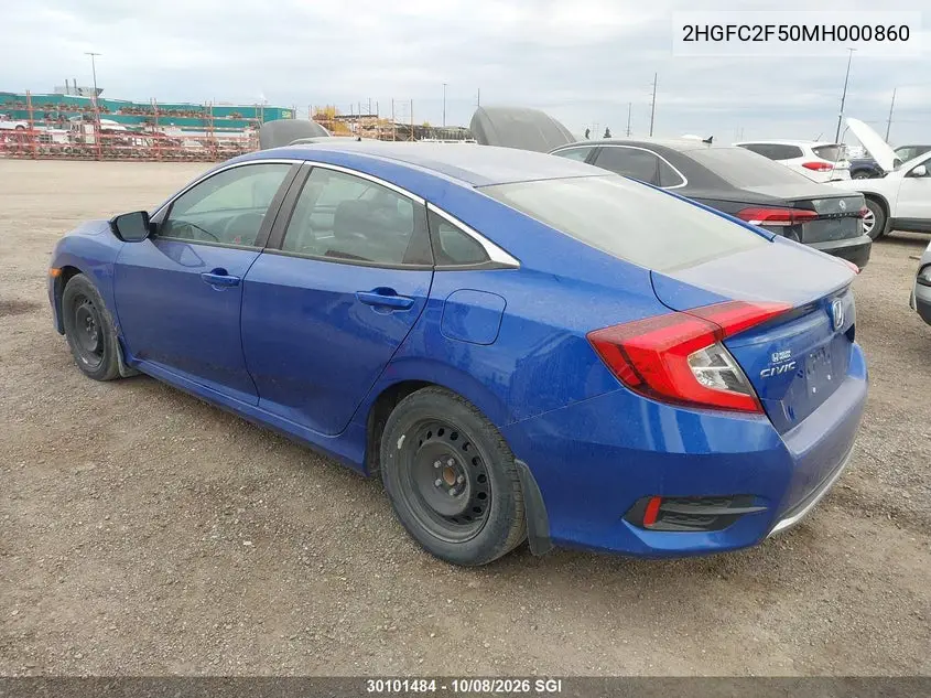 2021 HONDA CIVIC VIN 2HGFC2F50MH000860 — фото 3