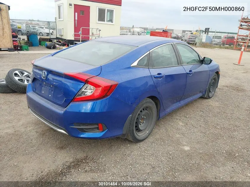 2021 HONDA CIVIC VIN 2HGFC2F50MH000860 — фото 4