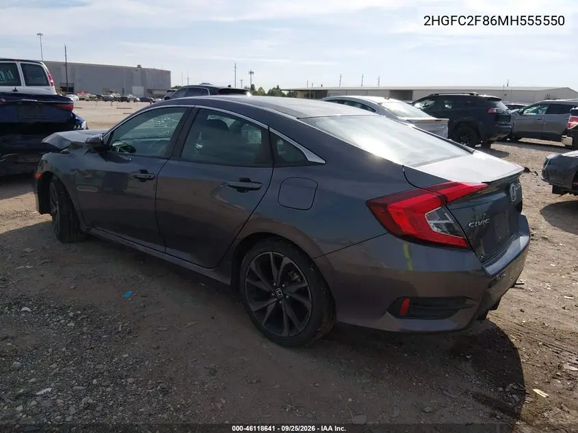2021 HONDA CIVIC VIN 2HGFC2F86MH555550 — фото 3