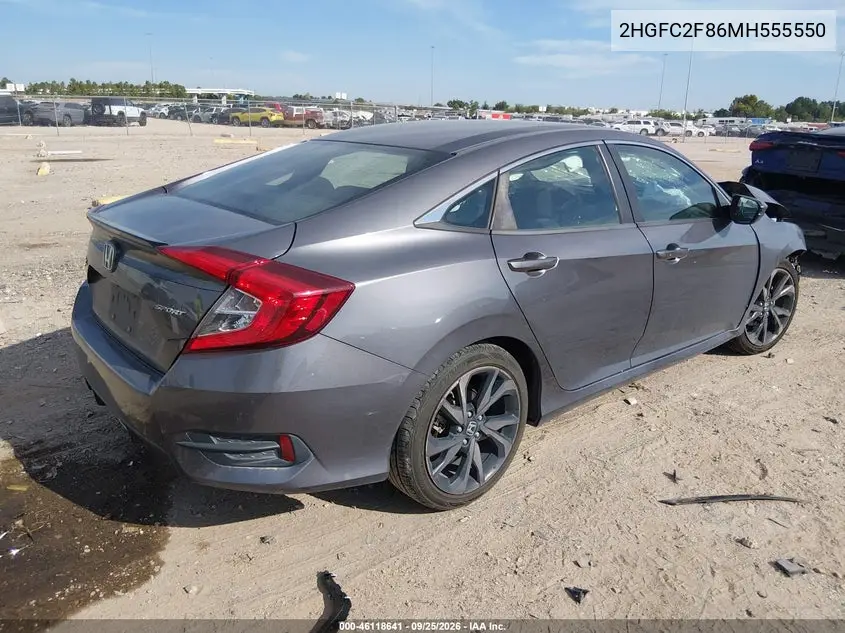 2021 HONDA CIVIC VIN 2HGFC2F86MH555550 — фото 4