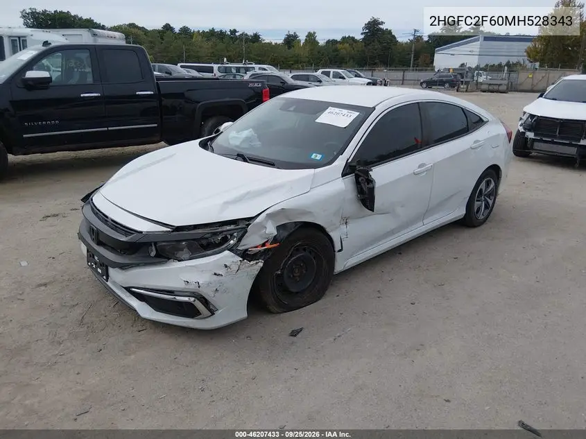 2021 HONDA CIVIC VIN 2HGFC2F60MH528343 — фото 2