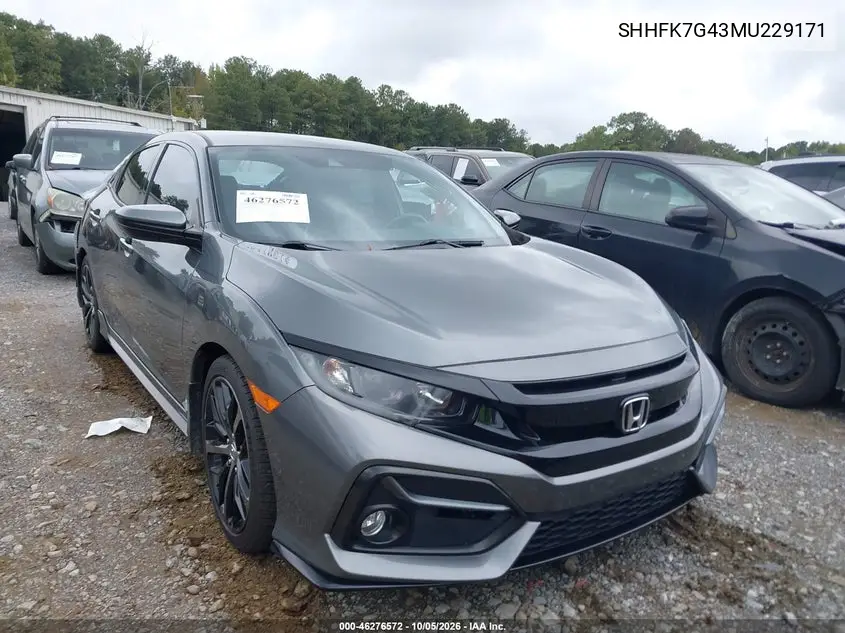 HONDA CIVIC 2021, VIN SHHFK7G43MU229171