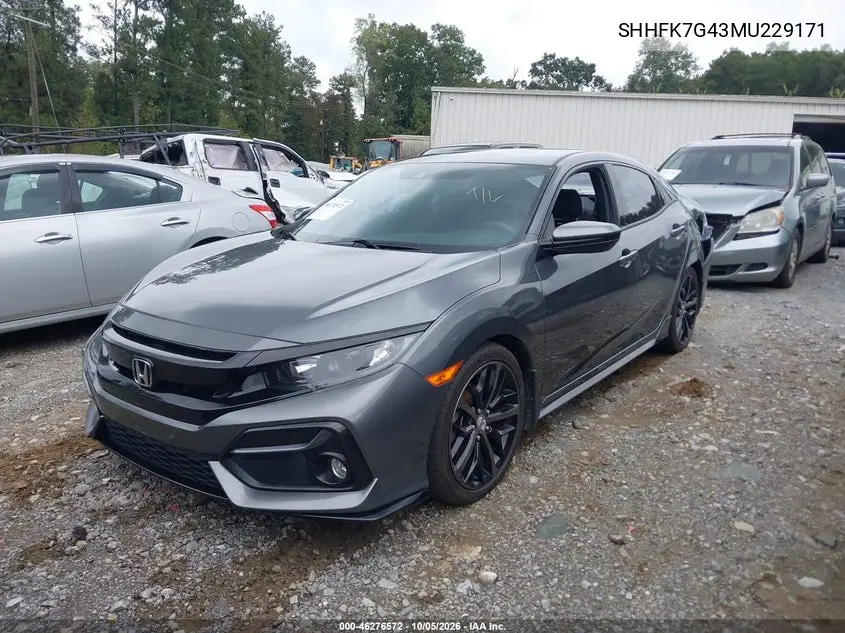 2021 HONDA CIVIC VIN SHHFK7G43MU229171 — фото 2