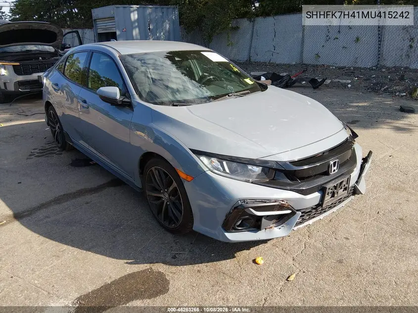 HONDA CIVIC 2021, VIN SHHFK7H41MU415242