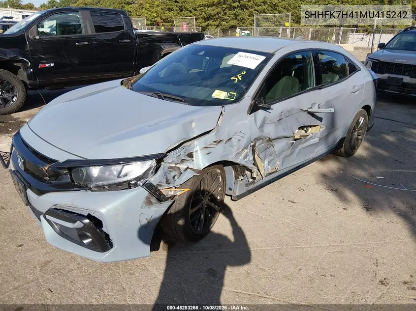 2021 HONDA CIVIC VIN SHHFK7H41MU415242 — фото 2