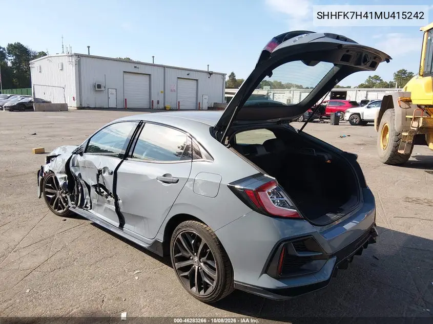 2021 HONDA CIVIC VIN SHHFK7H41MU415242 — фото 3