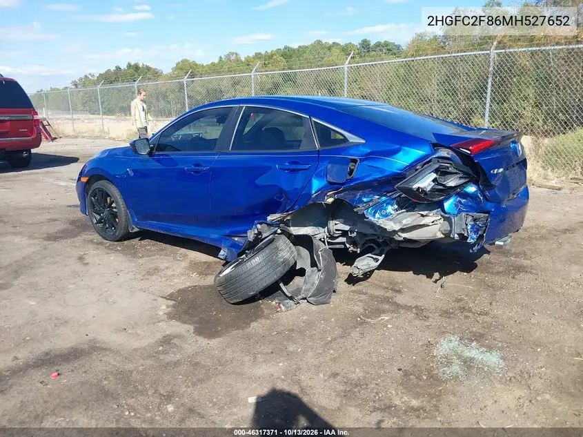 2021 HONDA CIVIC VIN 2HGFC2F86MH527652 — фото 3