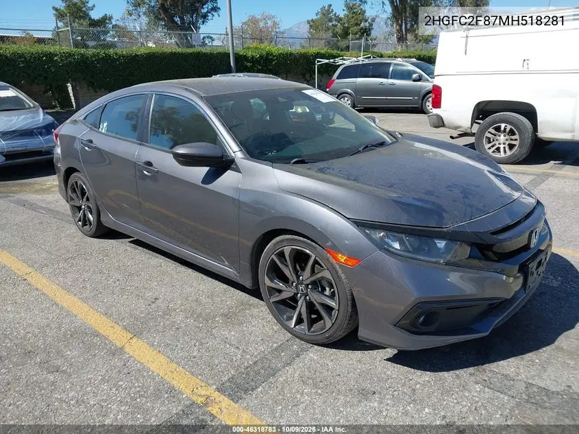 HONDA CIVIC 2021, VIN 2HGFC2F87MH518281