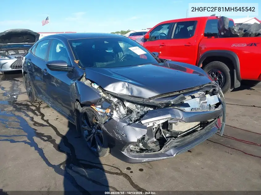 HONDA CIVIC 2021, VIN 2HGFC2F81MH545542