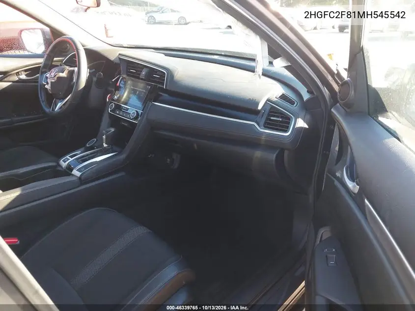 2021 HONDA CIVIC VIN 2HGFC2F81MH545542 — фото 5