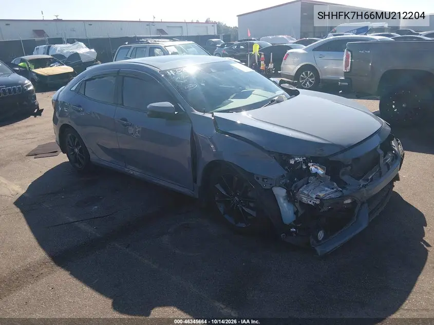 HONDA CIVIC 2021, VIN SHHFK7H66MU212204