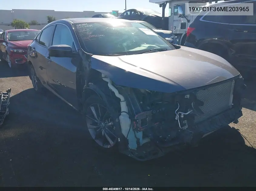 HONDA CIVIC 2021, VIN 19XFC1F36ME203965