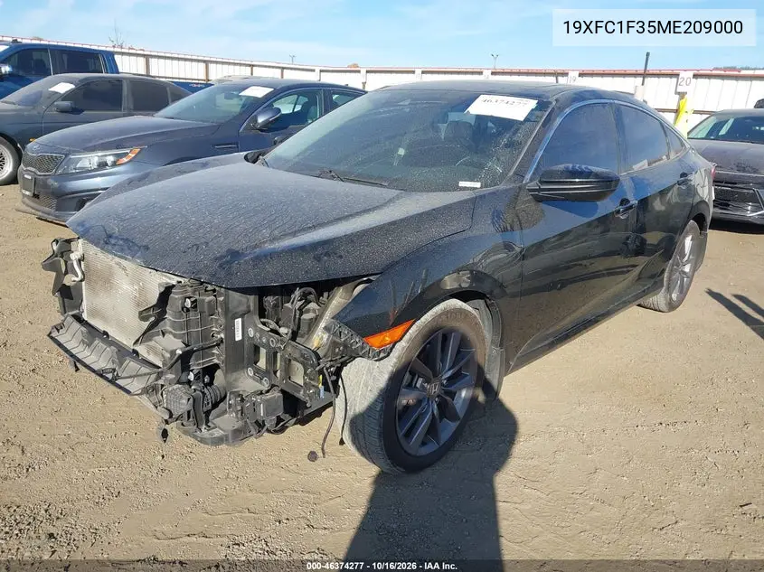 2021 HONDA CIVIC VIN 19XFC1F35ME209000 — фото 2