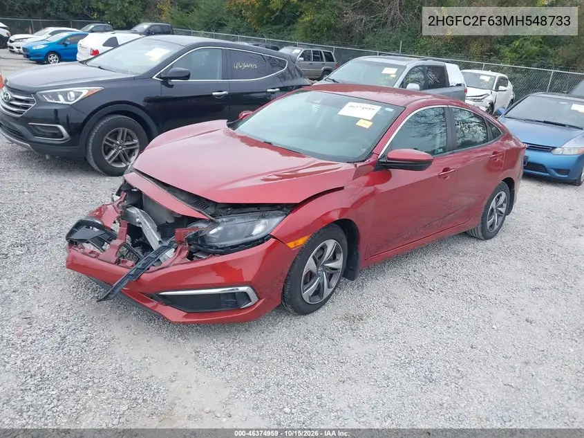 2021 HONDA CIVIC VIN 2HGFC2F63MH548733 — фото 2