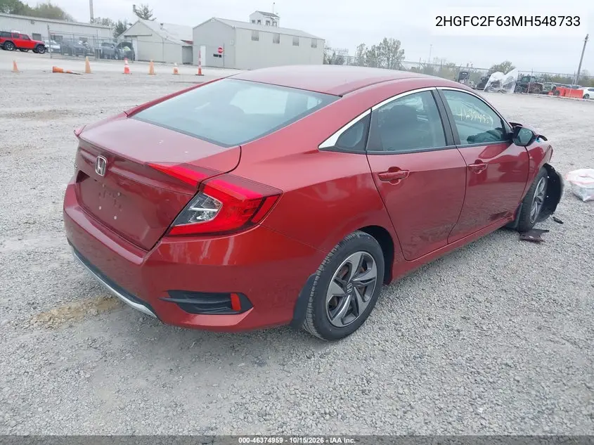 2021 HONDA CIVIC VIN 2HGFC2F63MH548733 — фото 4