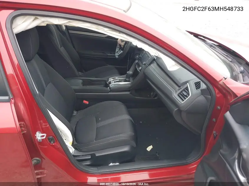 2021 HONDA CIVIC VIN 2HGFC2F63MH548733 — фото 5