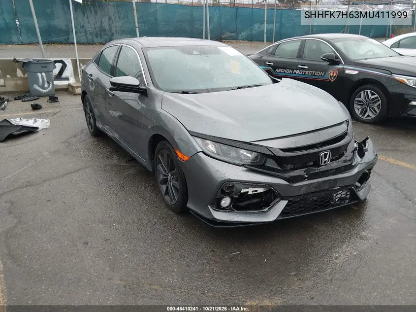 HONDA CIVIC 2021, VIN SHHFK7H63MU411999