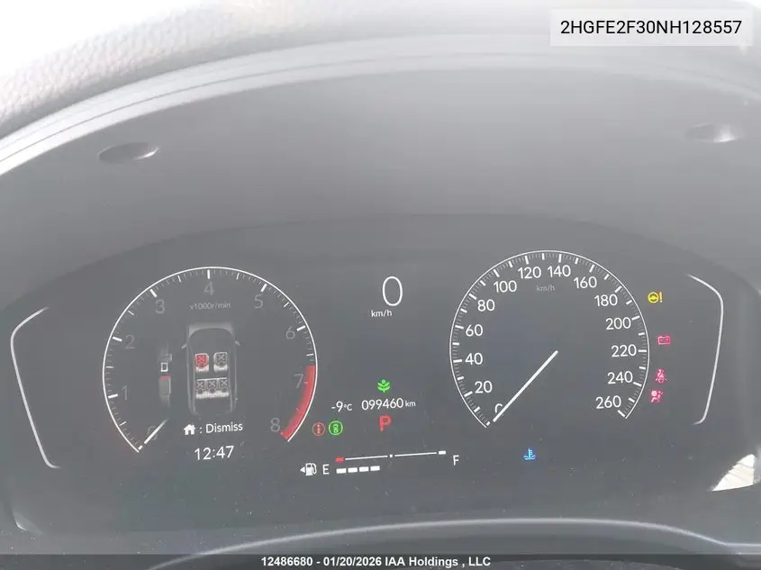 2022 HONDA CIVIC VIN 2HGFE2F30NH128557 — фото 15