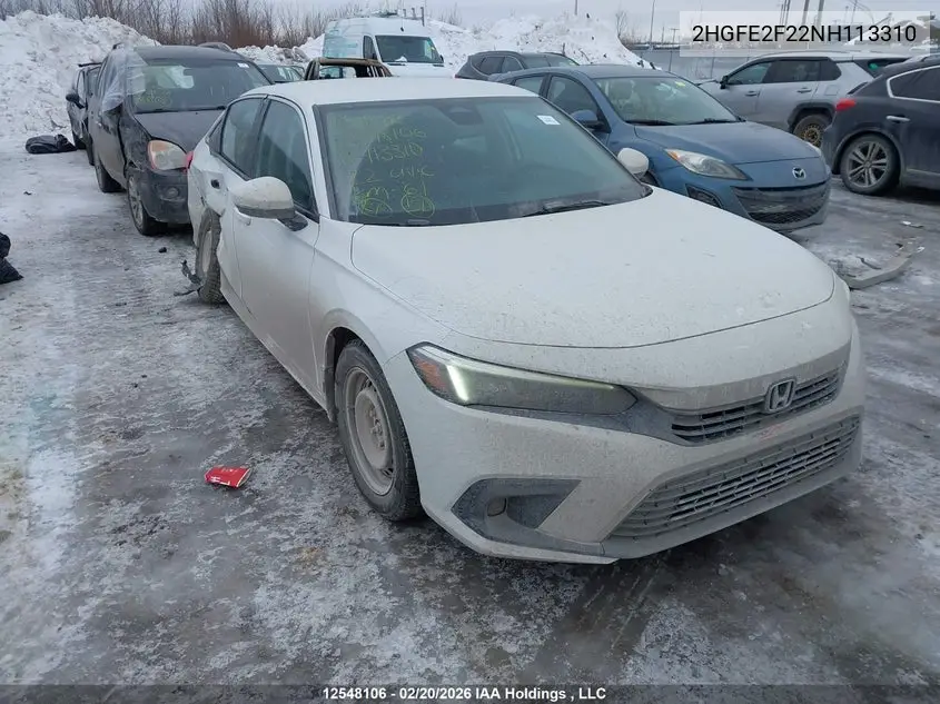 HONDA CIVIC 2022, VIN 2HGFE2F22NH113310