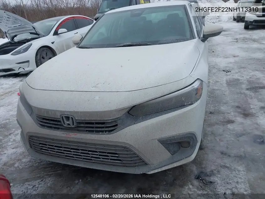 2022 HONDA CIVIC VIN 2HGFE2F22NH113310 — фото 12