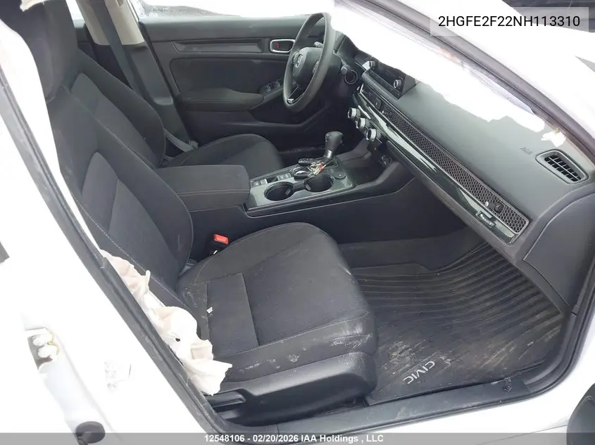 2022 HONDA CIVIC VIN 2HGFE2F22NH113310 — фото 5