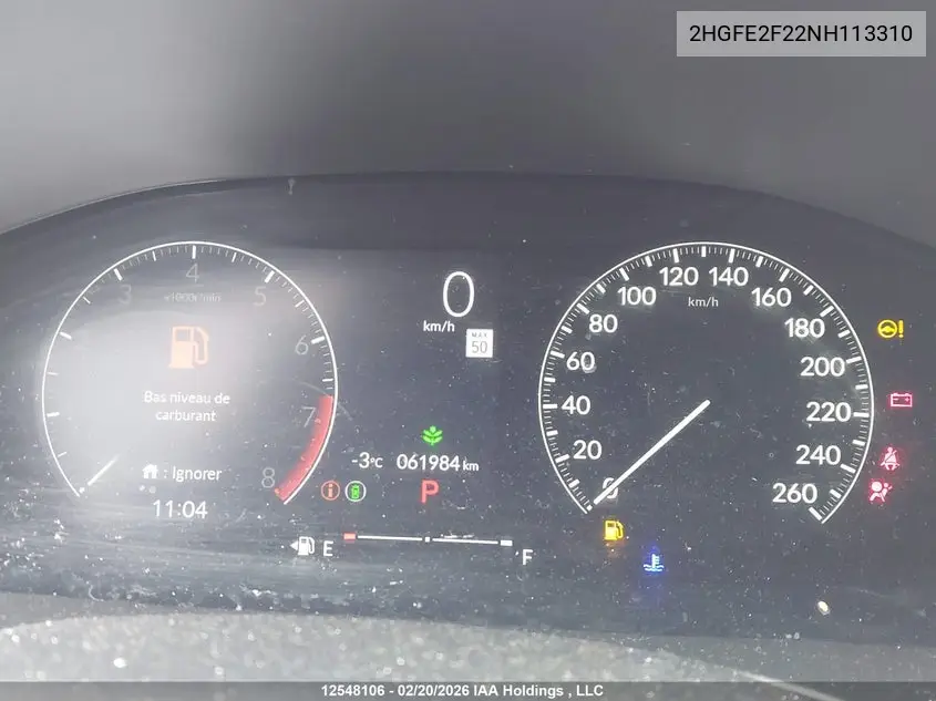 2022 HONDA CIVIC VIN 2HGFE2F22NH113310 — фото 7