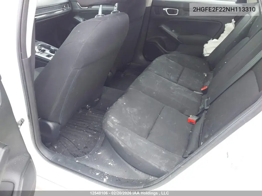 2022 HONDA CIVIC VIN 2HGFE2F22NH113310 — фото 8