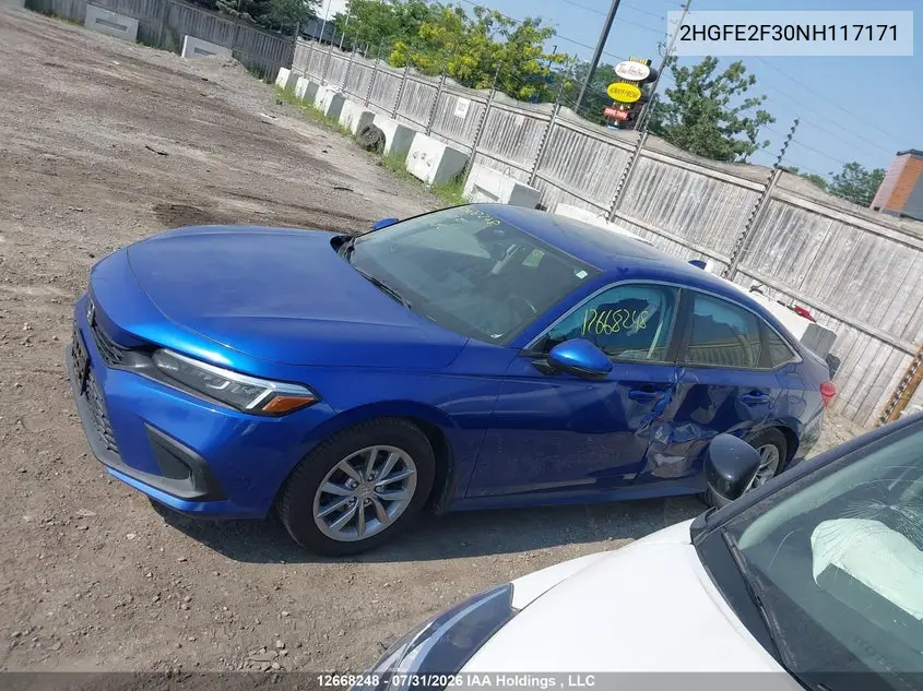 2022 HONDA CIVIC VIN 2HGFE2F30NH117171 — фото 14