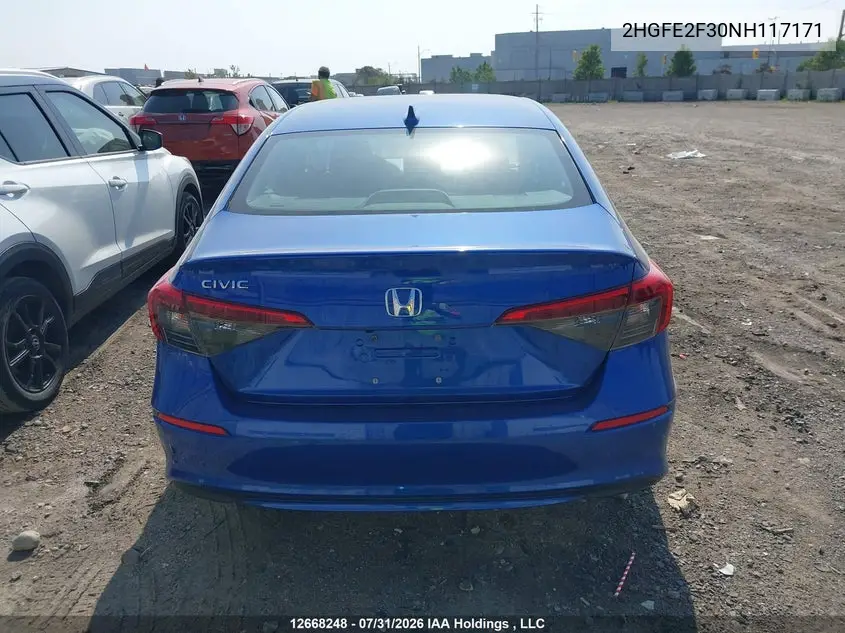 2022 HONDA CIVIC VIN 2HGFE2F30NH117171 — фото 16