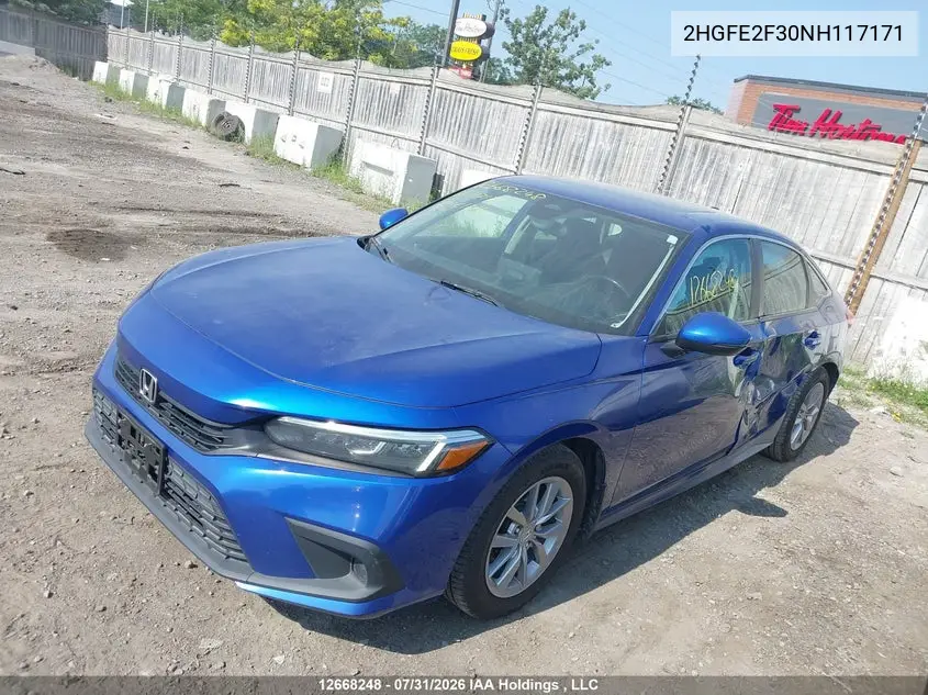 2022 HONDA CIVIC VIN 2HGFE2F30NH117171 — фото 6