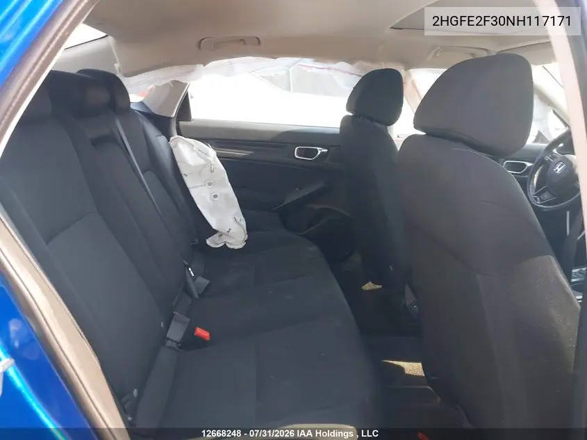 2022 HONDA CIVIC VIN 2HGFE2F30NH117171 — фото 8