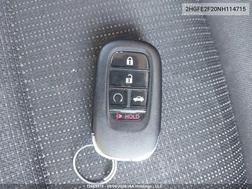 2022 HONDA CIVIC VIN 2HGFE2F20NH114715 — фото 11