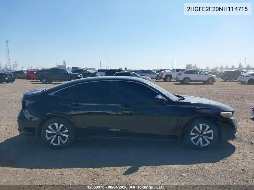 2022 HONDA CIVIC VIN 2HGFE2F20NH114715 — фото 13