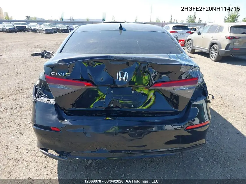 2022 HONDA CIVIC VIN 2HGFE2F20NH114715 — фото 16