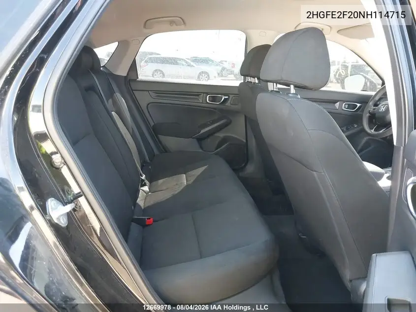 2022 HONDA CIVIC VIN 2HGFE2F20NH114715 — фото 8