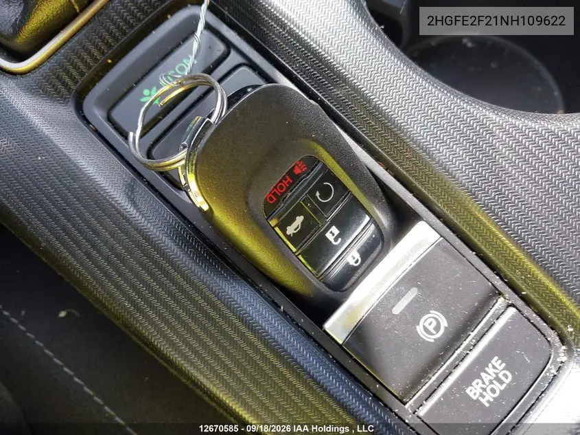 2022 HONDA CIVIC VIN 2HGFE2F21NH109622 — фото 11