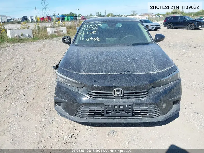 2022 HONDA CIVIC VIN 2HGFE2F21NH109622 — фото 12