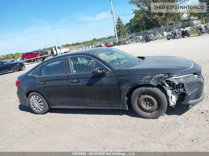 2022 HONDA CIVIC VIN 2HGFE2F21NH109622 — фото 13